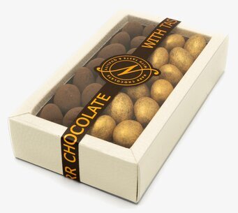 Duo Havssalt-/Kakaomandel från Narr Chocolate i elegant ask