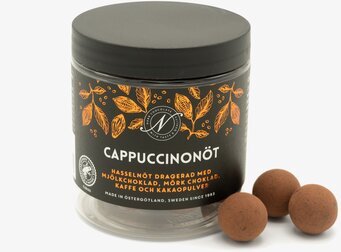 Cappuccinonöt från Narr Chocolate i elegant plastburk