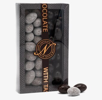 Duo Snö-/Havssaltsmandel från Narr Chocolate i elegant förpackning