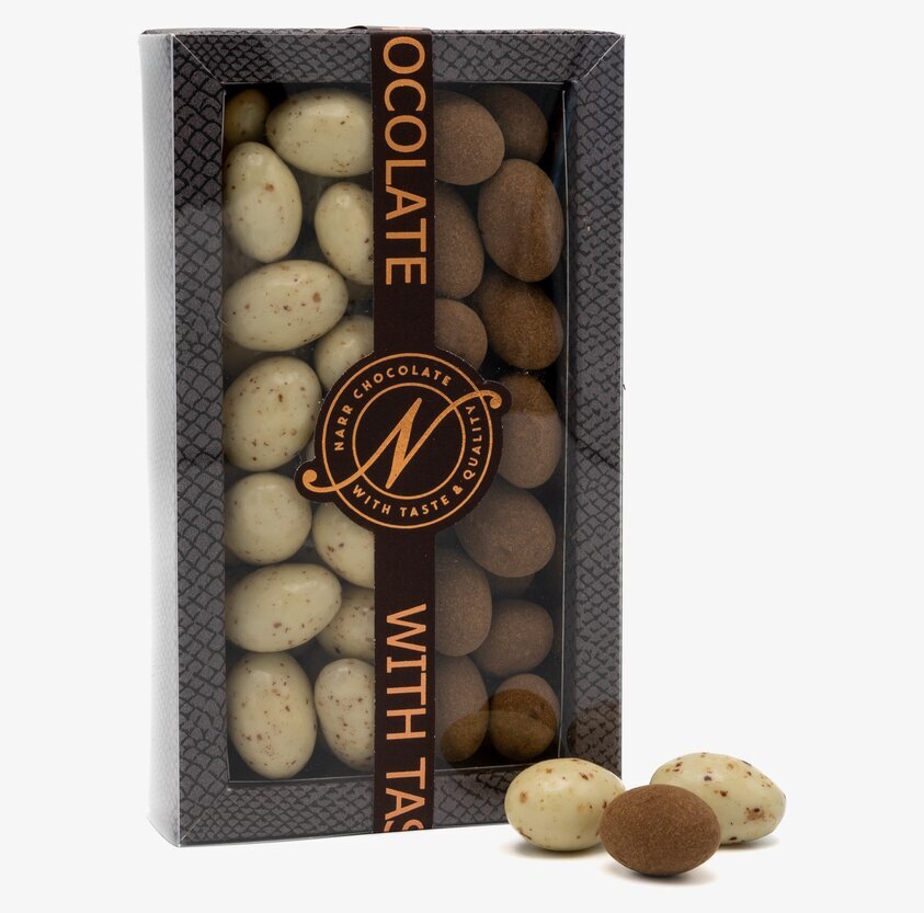 Duo Kola-/Kanelmandel från Narr Chocolate i elegant förpackning