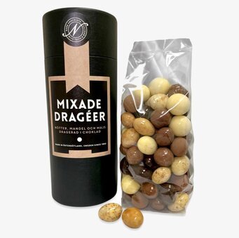 Cylindern - Mixade Dragéer från Narr Chocolate förpackning