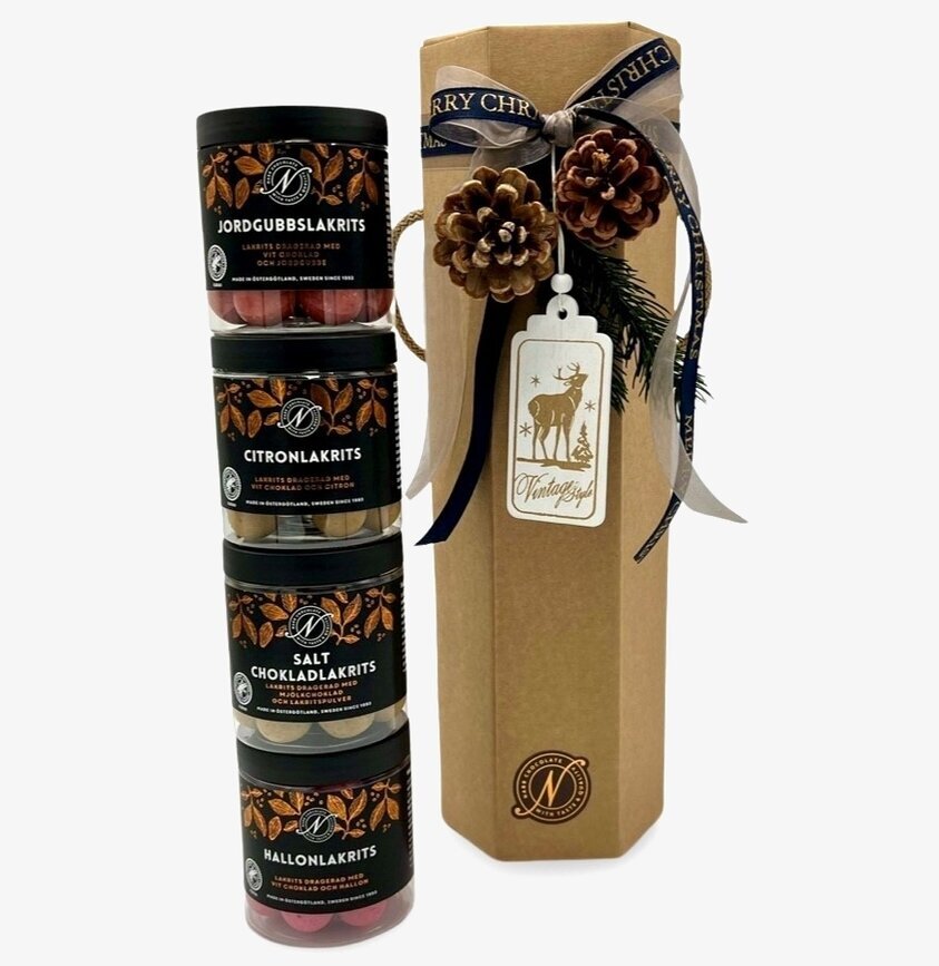 Burk-Kit Jul från Narr Chocolate med fyra lakritssorter