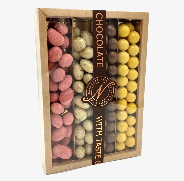 Narr Chocolate Ask Fyra Smaker Lång med fyra chokladtyper