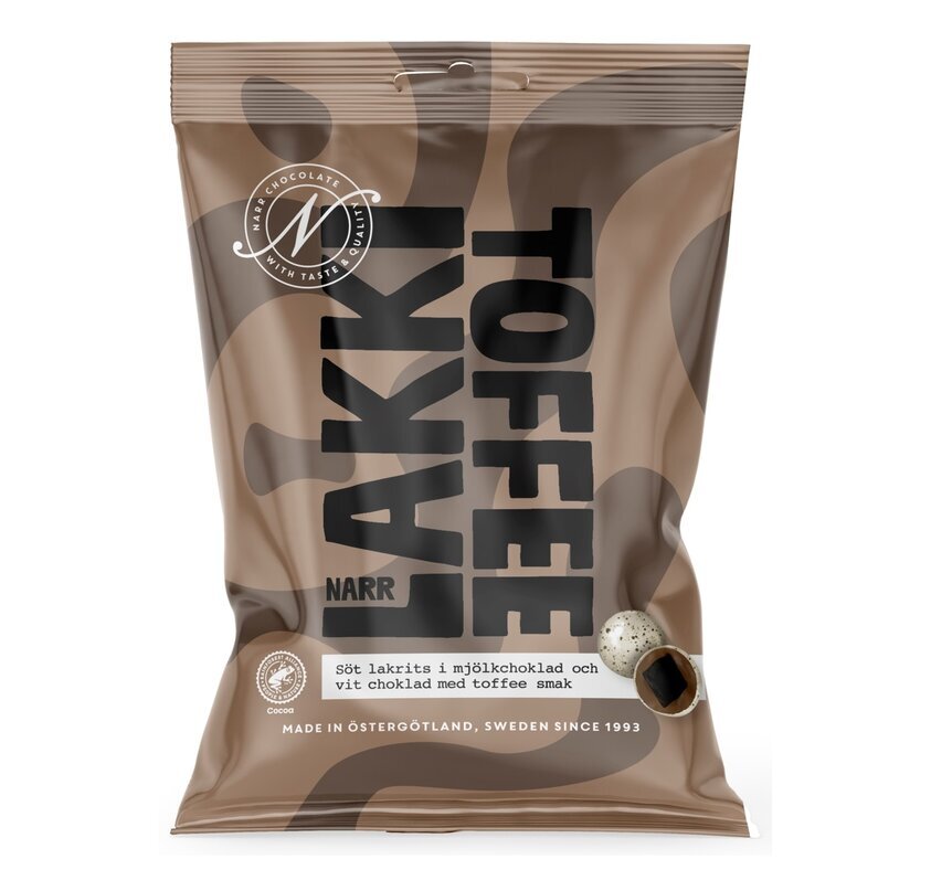 Lakki Toffee från Narr Chocolate, söt lakrits i choklad